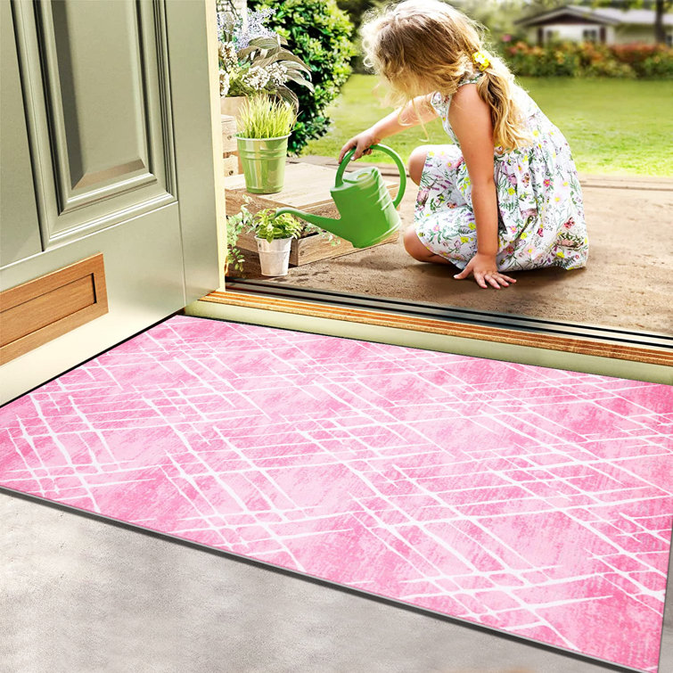 Borough Wharf Albarado Machine Woven Pink/White Outdoor Rug Wayfair.co.uk